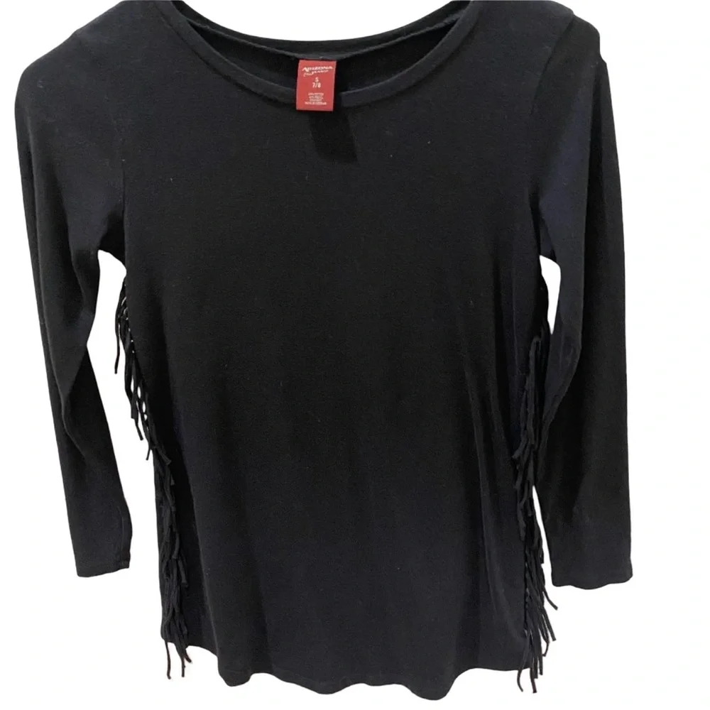 Arizona black long sleeve tassle top
